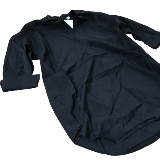 Branded Black Tunic Top Women's Stylish V Neck Roll Sleeve UK Size 8