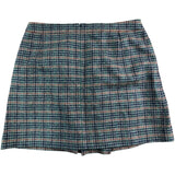 Branded Women's Check Skirt UK16 Wool Blend Green Orange Pleated Style