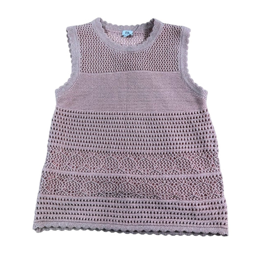 River Island Girls Crochet Vest Top Size 11- 12Years  Knit Sleeveless Pink