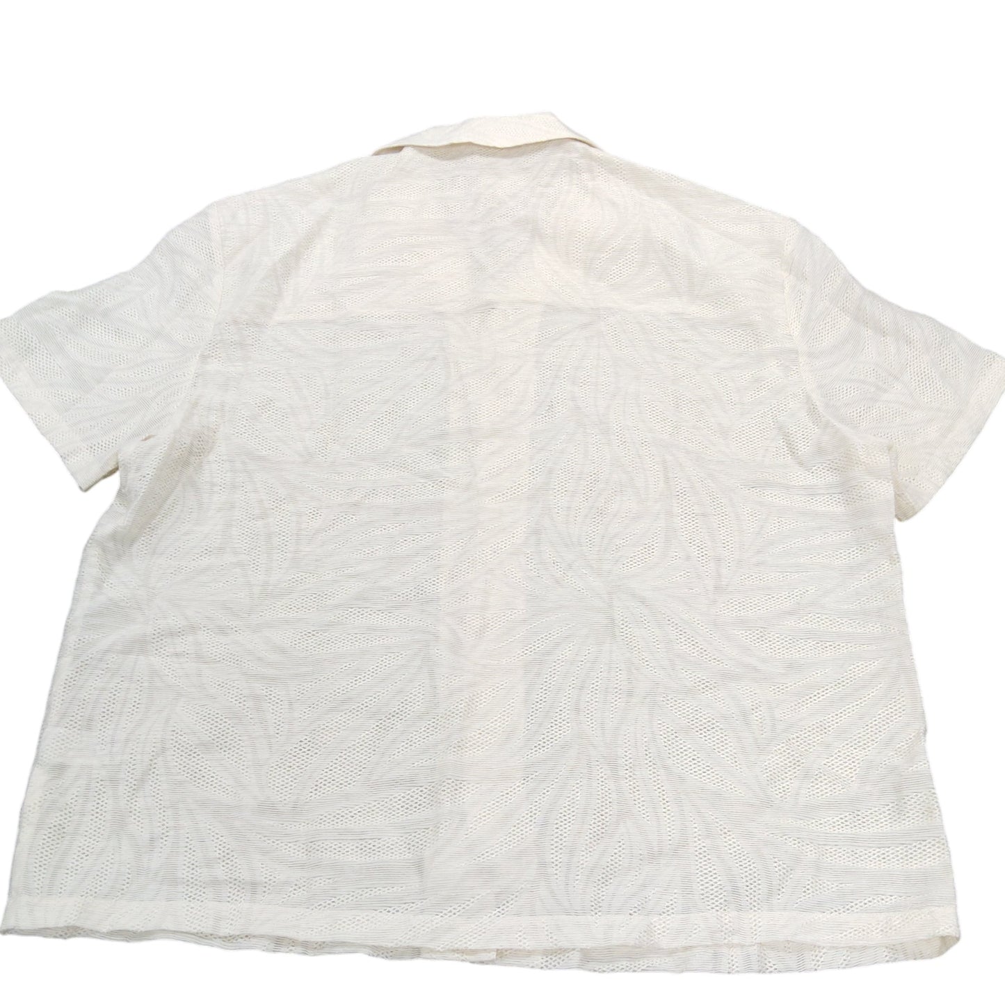 River Island Men's XL Short Sleeve Shirt Relaxed Fit Cream Leaf Pattern Top