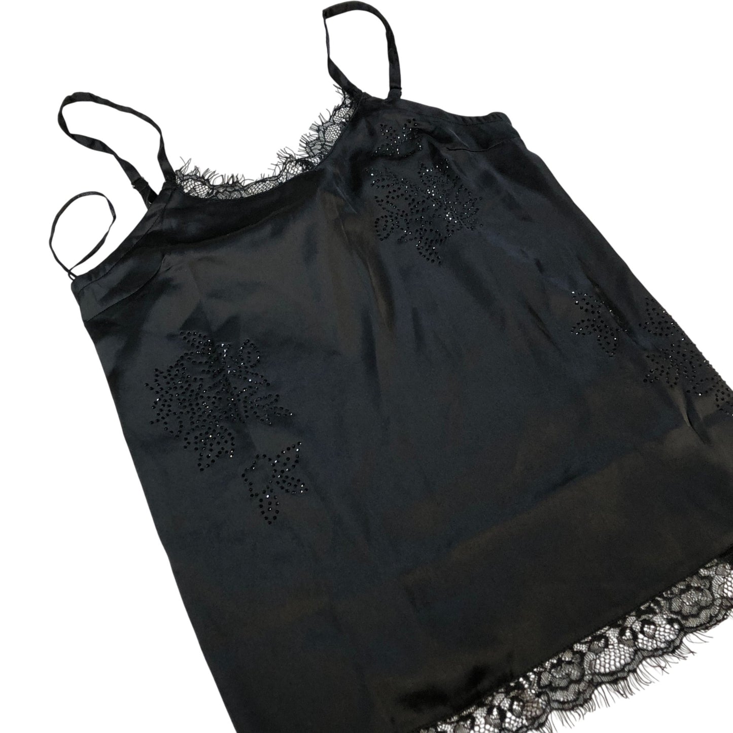 River Island Black Lace Camisole Top UK6 Women's With Floral Detail