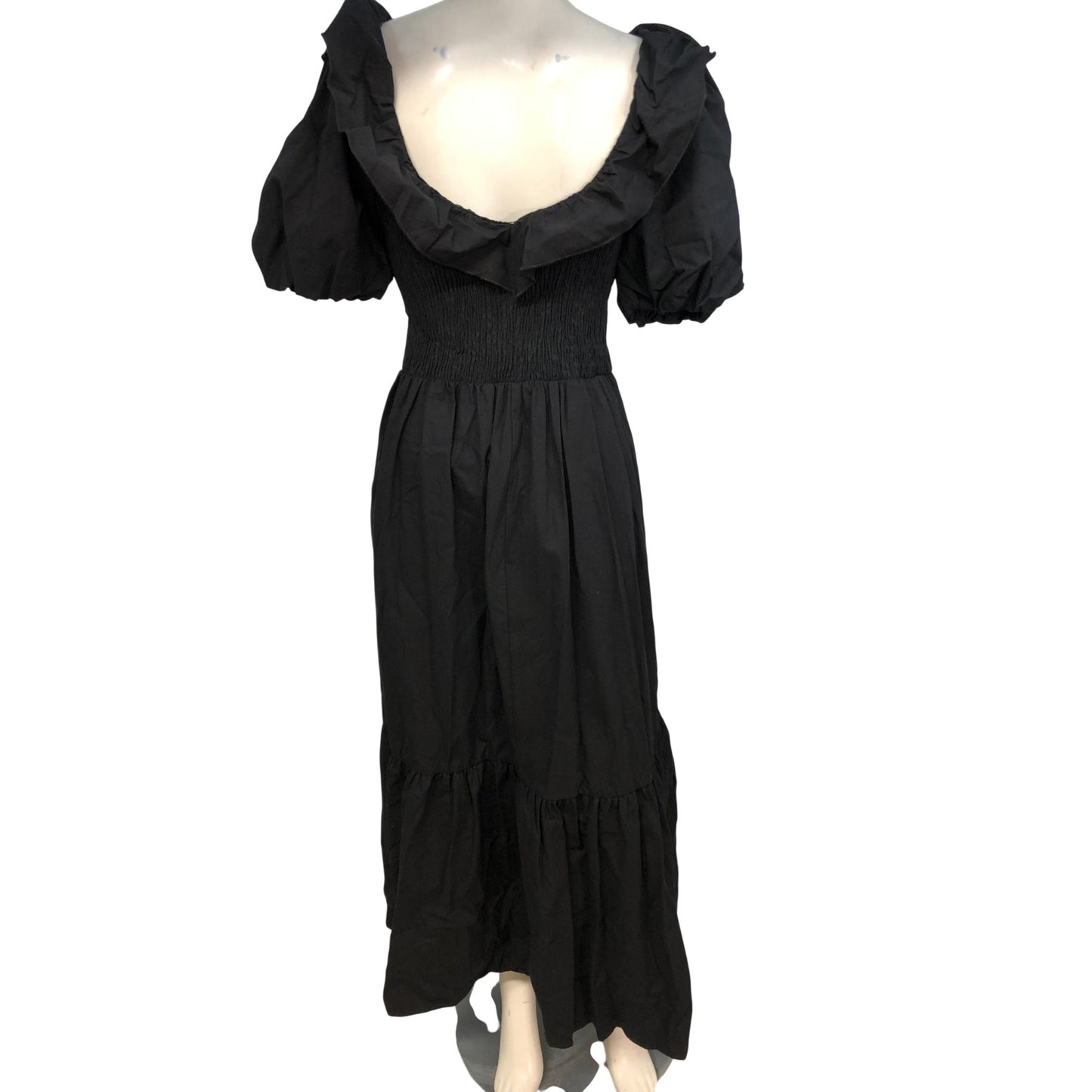 River Island Studio Black Dress UK14 Women's Puff Sleeve Ruffle Design