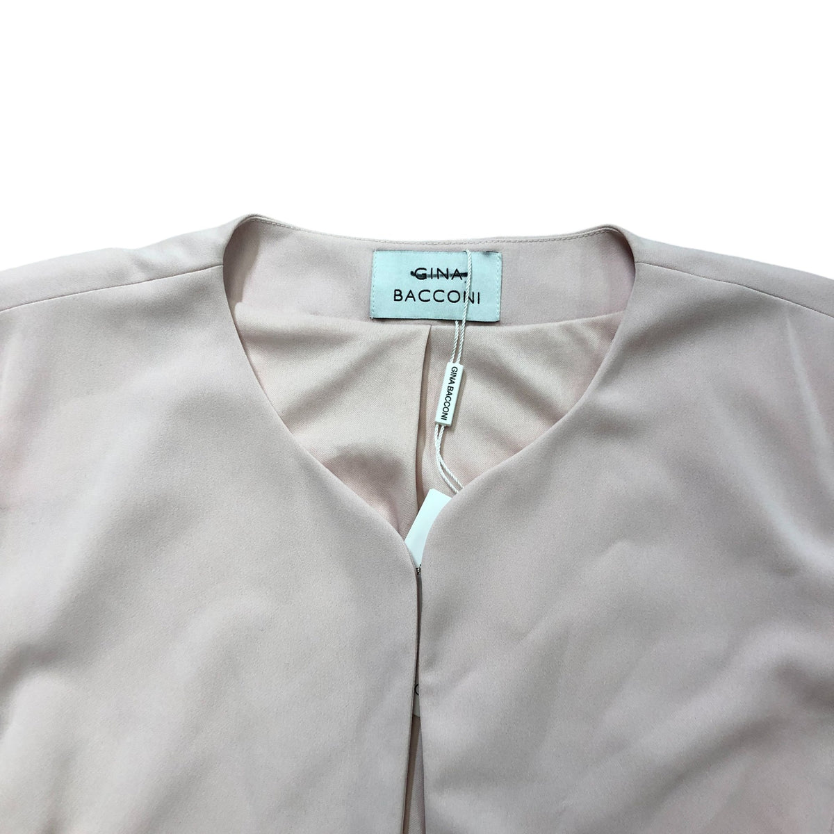 Gina Bacconi Gigi Moss Crepe Bolero Blush Pink Flared Sleeve Cropped Size 22