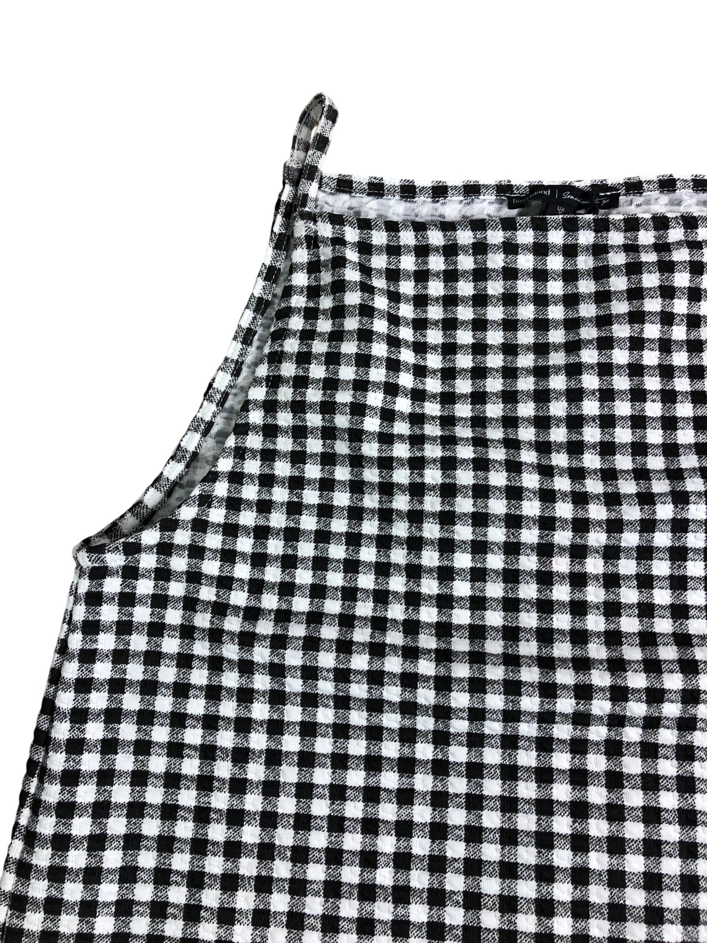River Island Gingham Print Sleeveless Top UK S Women's Casual Style Black White