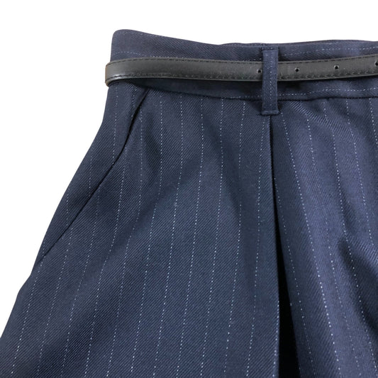 River Island Women's Shorts UK16 Navy Pinstriped Tailored with Belt