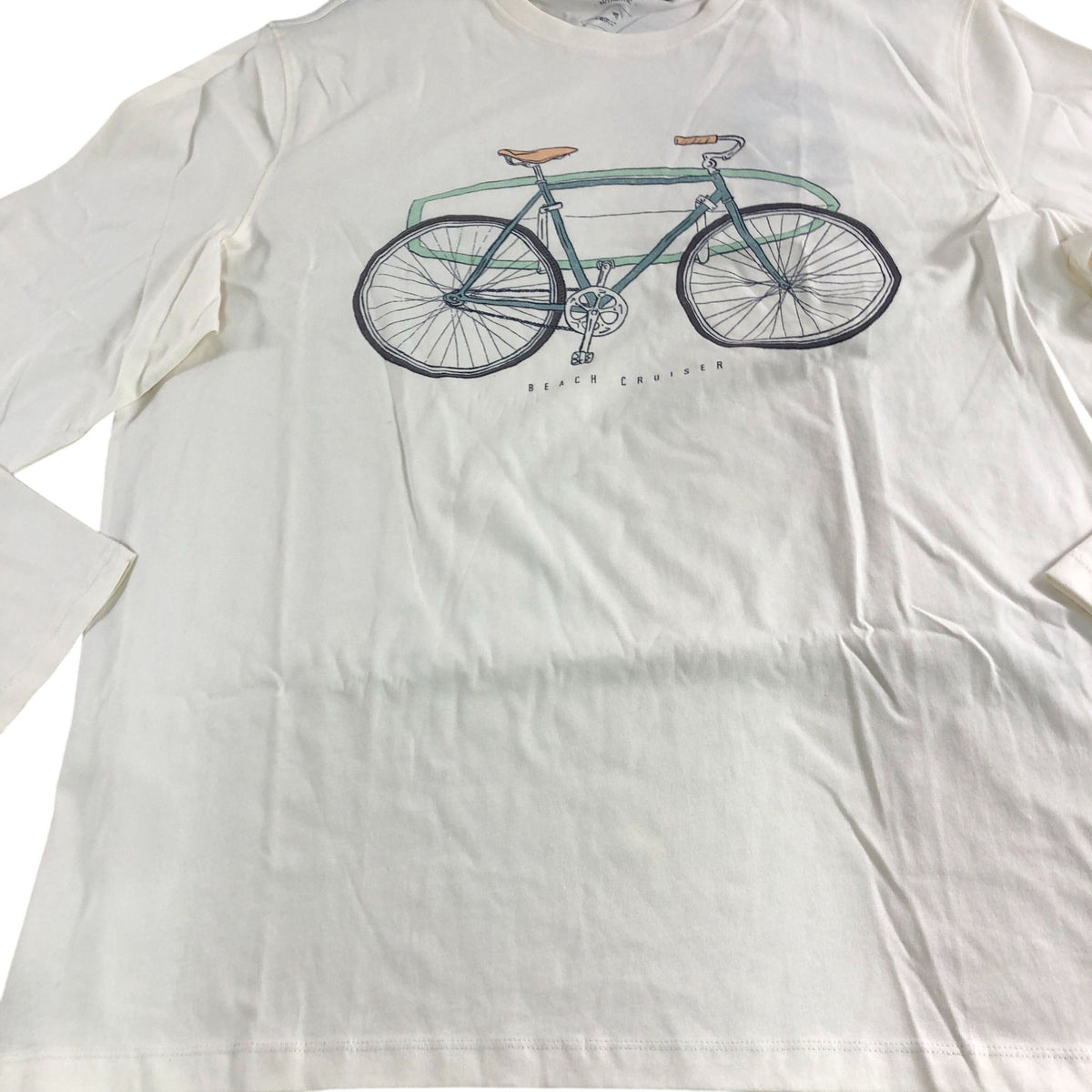 Beach Cruiser Graphic Tee XXL Long Sleeve Natural Cotton Top