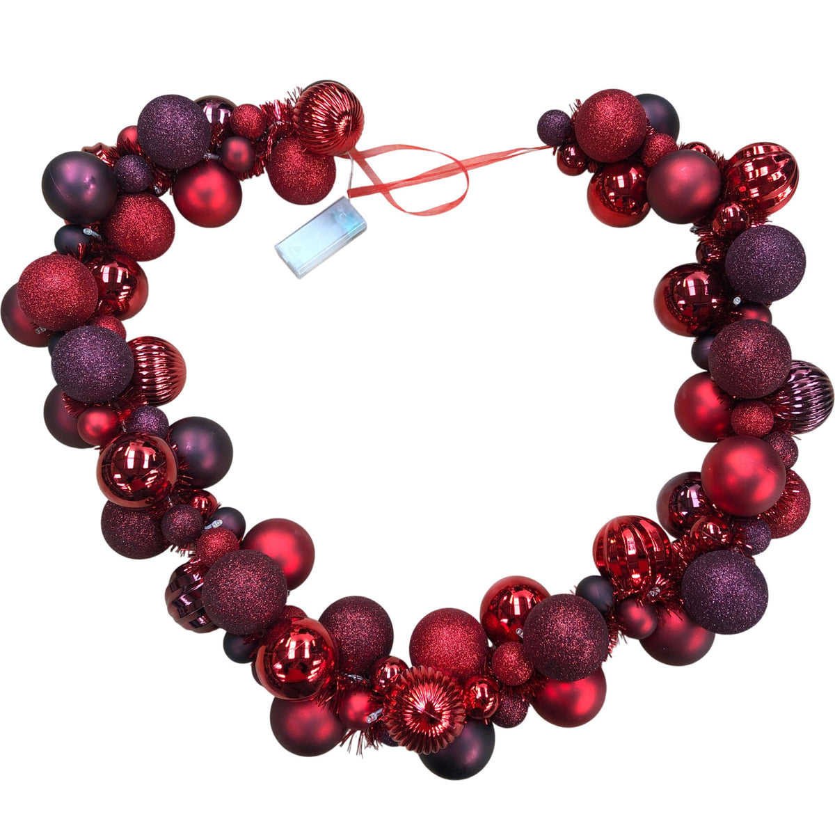 Burgundy Pre Lit Christmas Bauble Garland 145cm