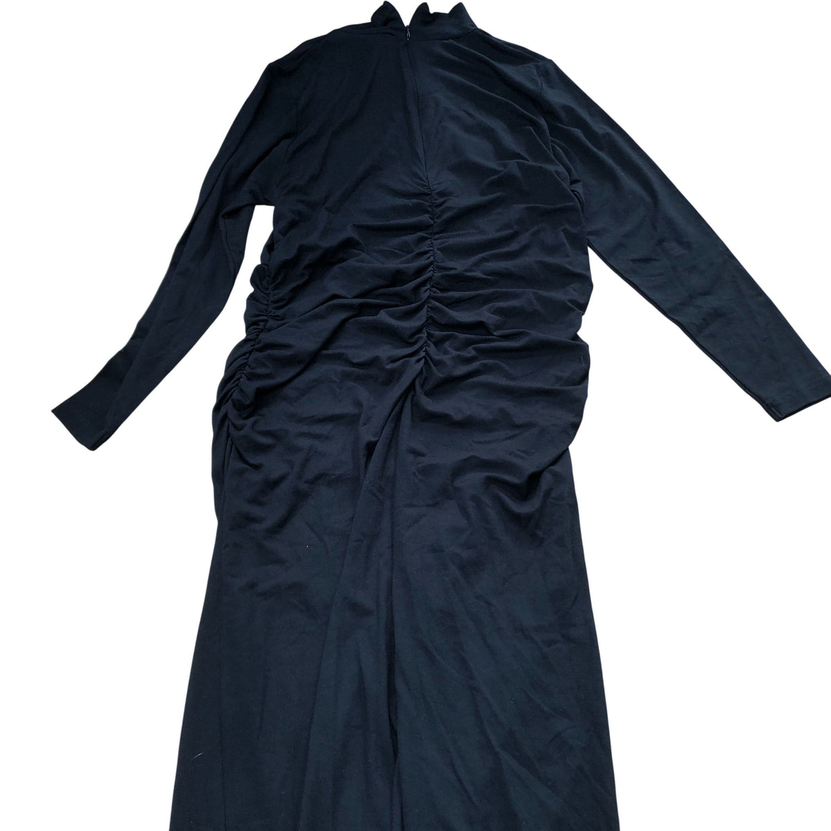 Baukjen Long Sleeve Ruched Midi Dress UK16 Women's Black Eco Viscose Elegant