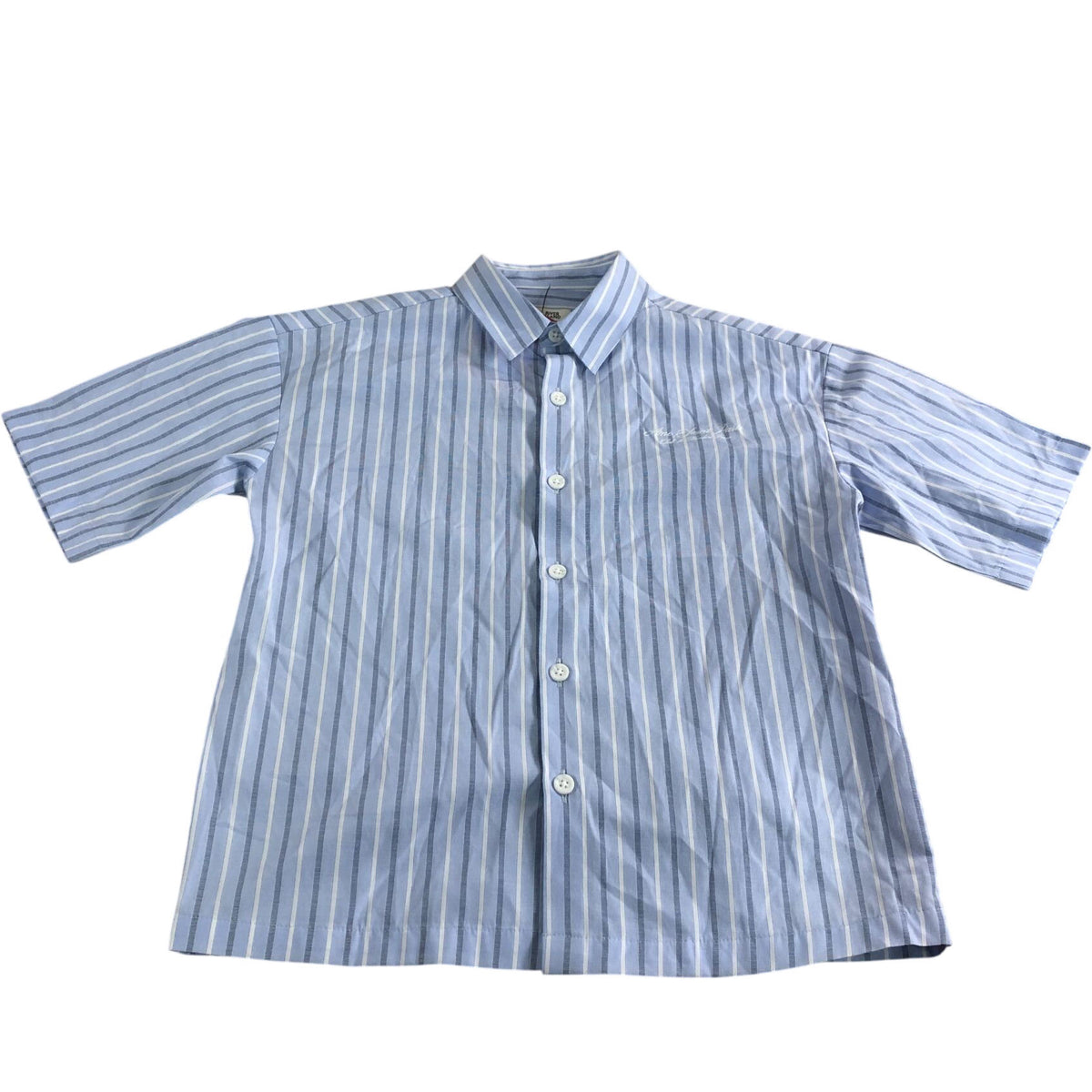 River Island Short Sleeve Striped Shirt UK7-8 Years Boys Light Blue