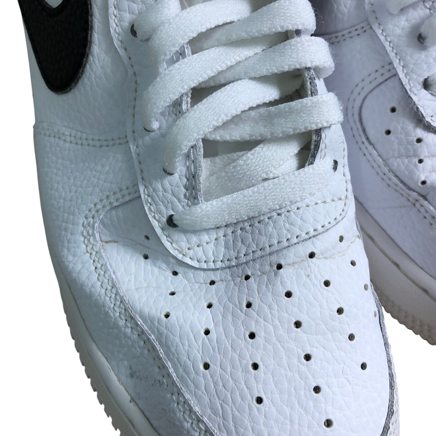 Nike Air Force 1 Low UK9 Men's Trainers White Black Leather Stylish Sneakers