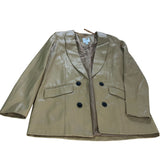 River Island Double Breasted Blazer UK12 Women's Beige Faux Leather