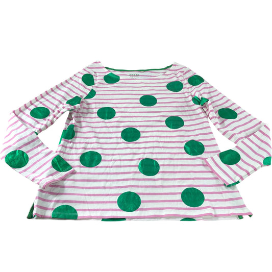 Boden Pink Stripe Green Circle Long Sleeve Top - Size 12