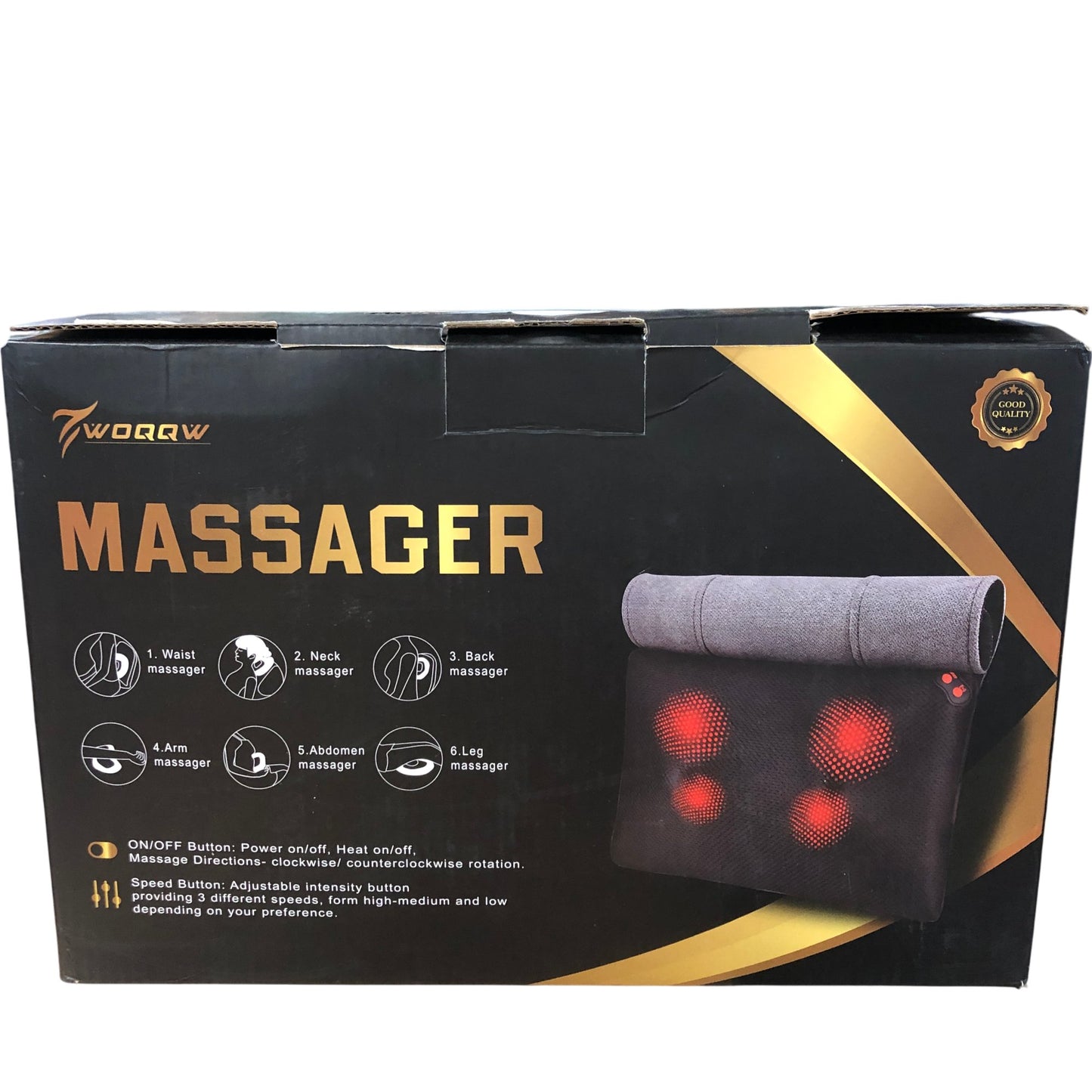 WORQW Shiatsu Neck And Back Massager With Heat Adjustable Speed Pillow