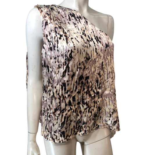 Stylish Animal Print One Shoulder Top Size UK16 Women's Chic Fashion Blouse