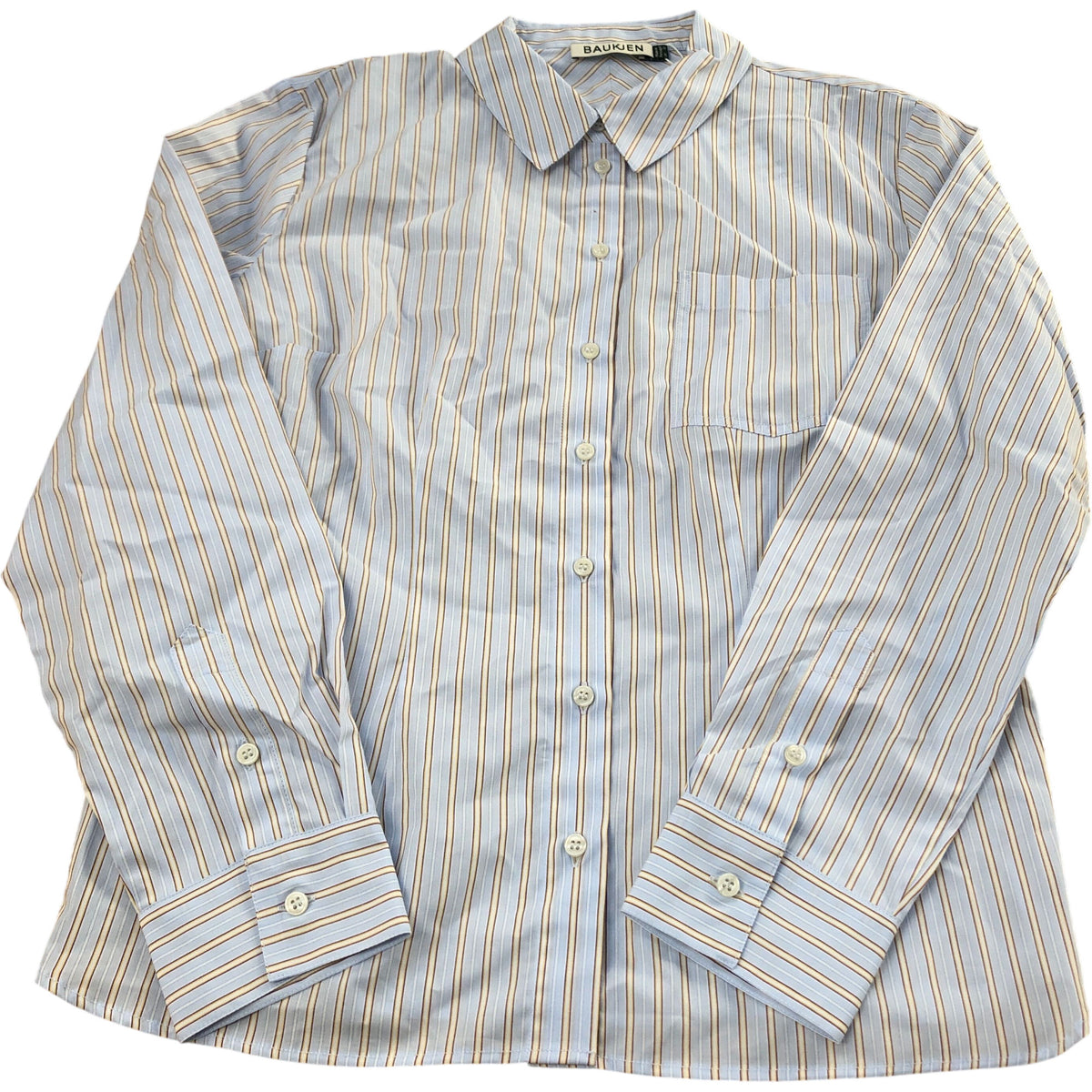 Baukjen Striped Shirt Women's Organic Cotton Size UK12 Classic Button Up
