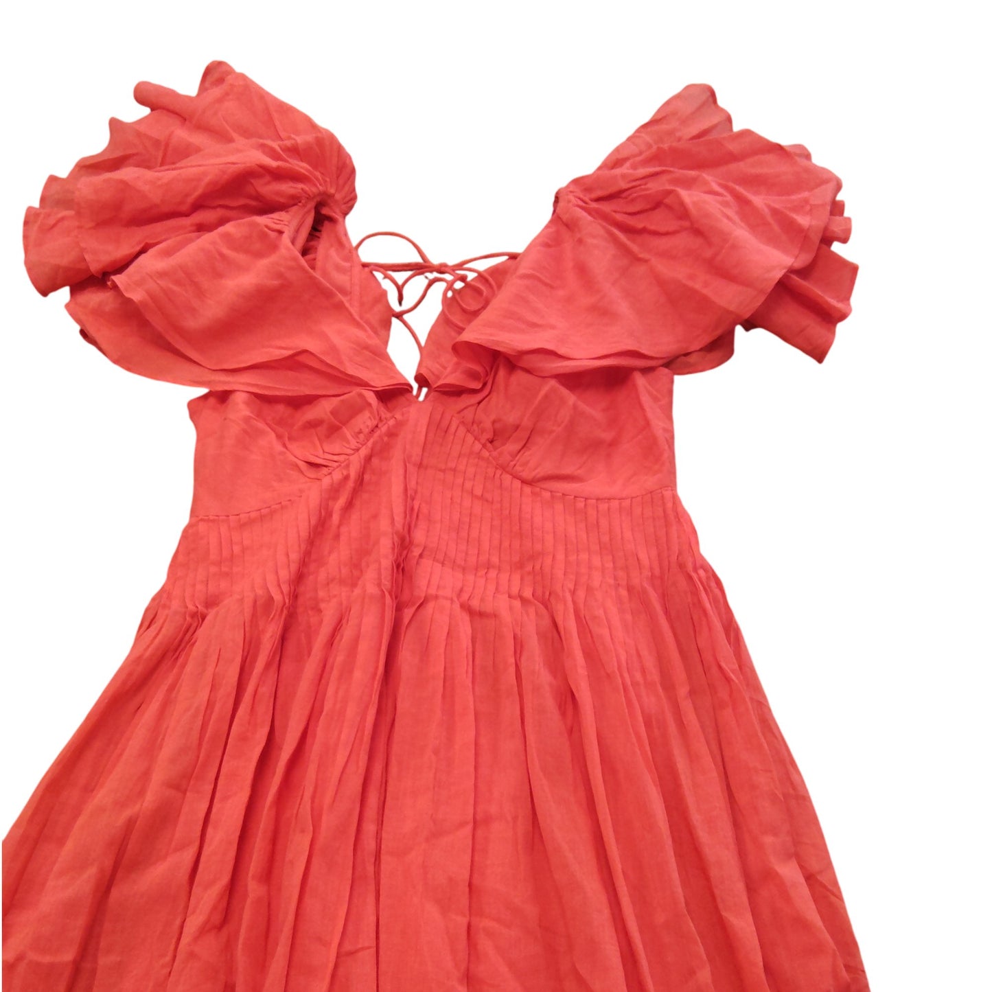 River Island UK10 Women's Orange Puff Sleeve Maxi Dress Boho Style Summer