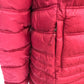 Branded Puffer Jacket Women's Hooded Burgundy Quilted Size 10