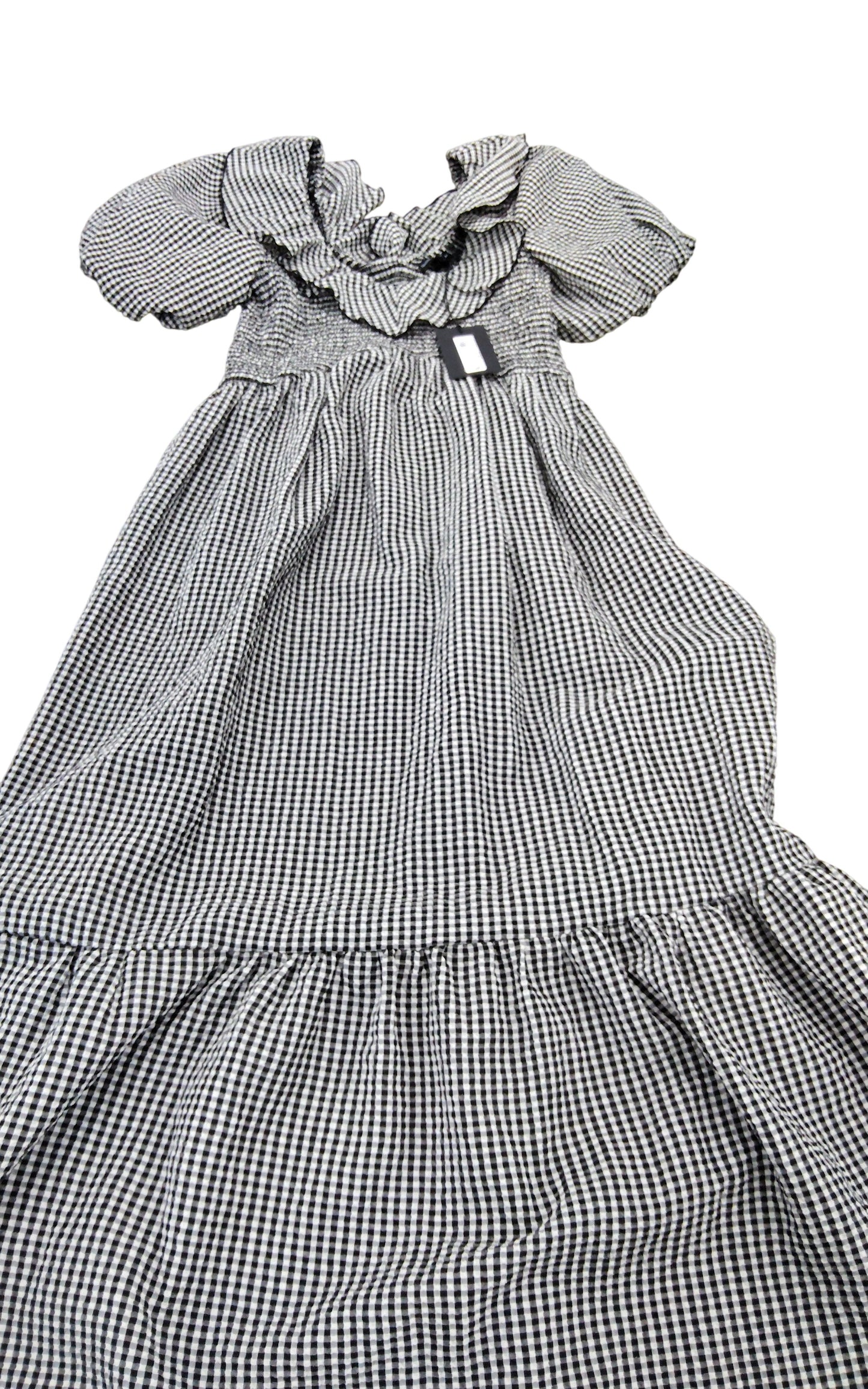 Gingham Dress With Ruffle Sleeves UK12 Women's Stylish Casual Summer Dress