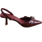 Slingback Heels UK3 Women's Red Buckle Detail Pointed Toe