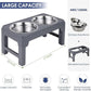 Multi Heights Folding Feeder Adjustable Dog Bowl Stand Removable Bowls Grey