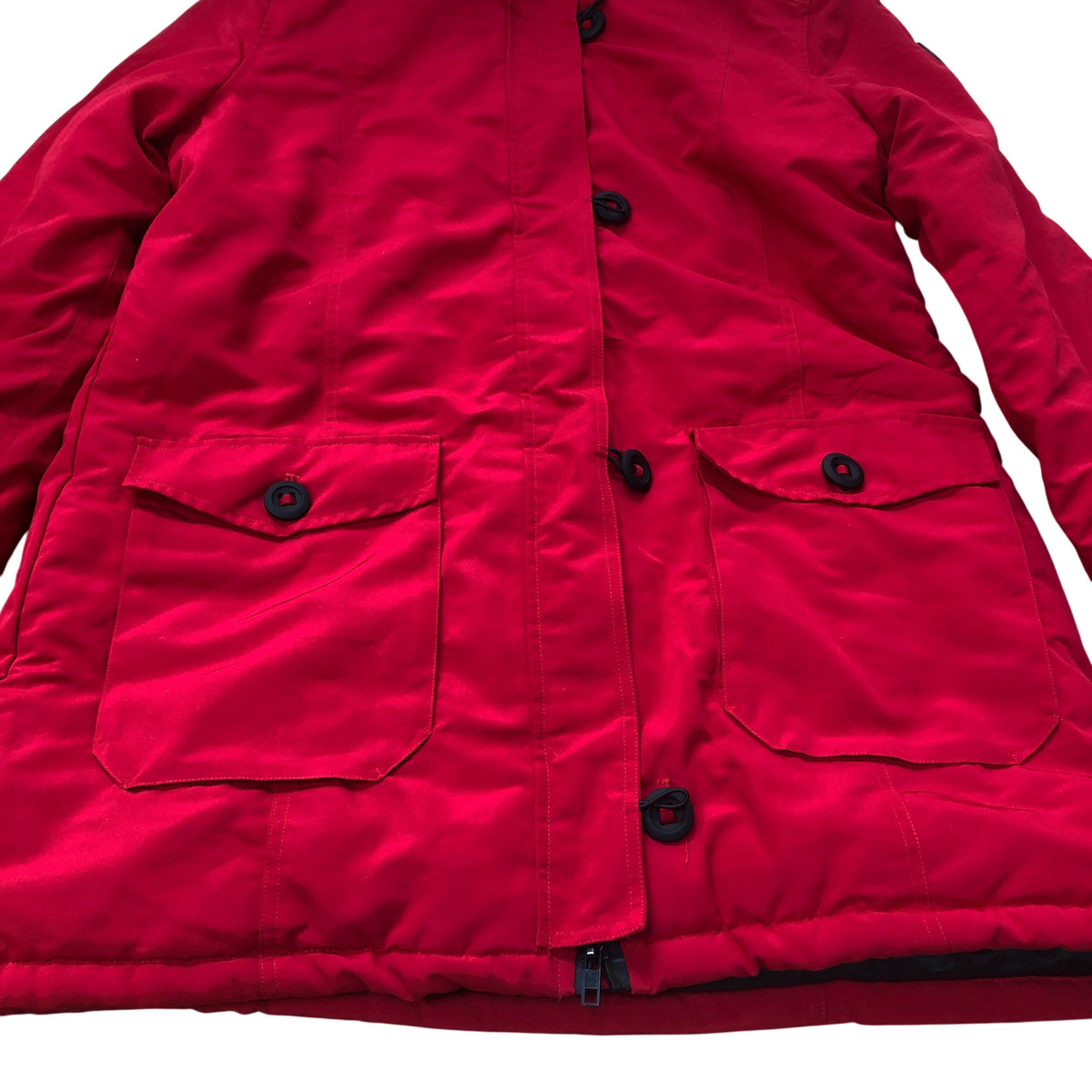 Brave Soul Parka Coat Women's Red Fur Hooded Winter Jacket UK16