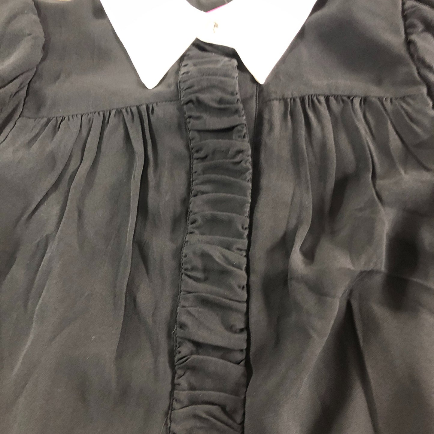 Branded Black Contrast Collar Shirt - Size 8