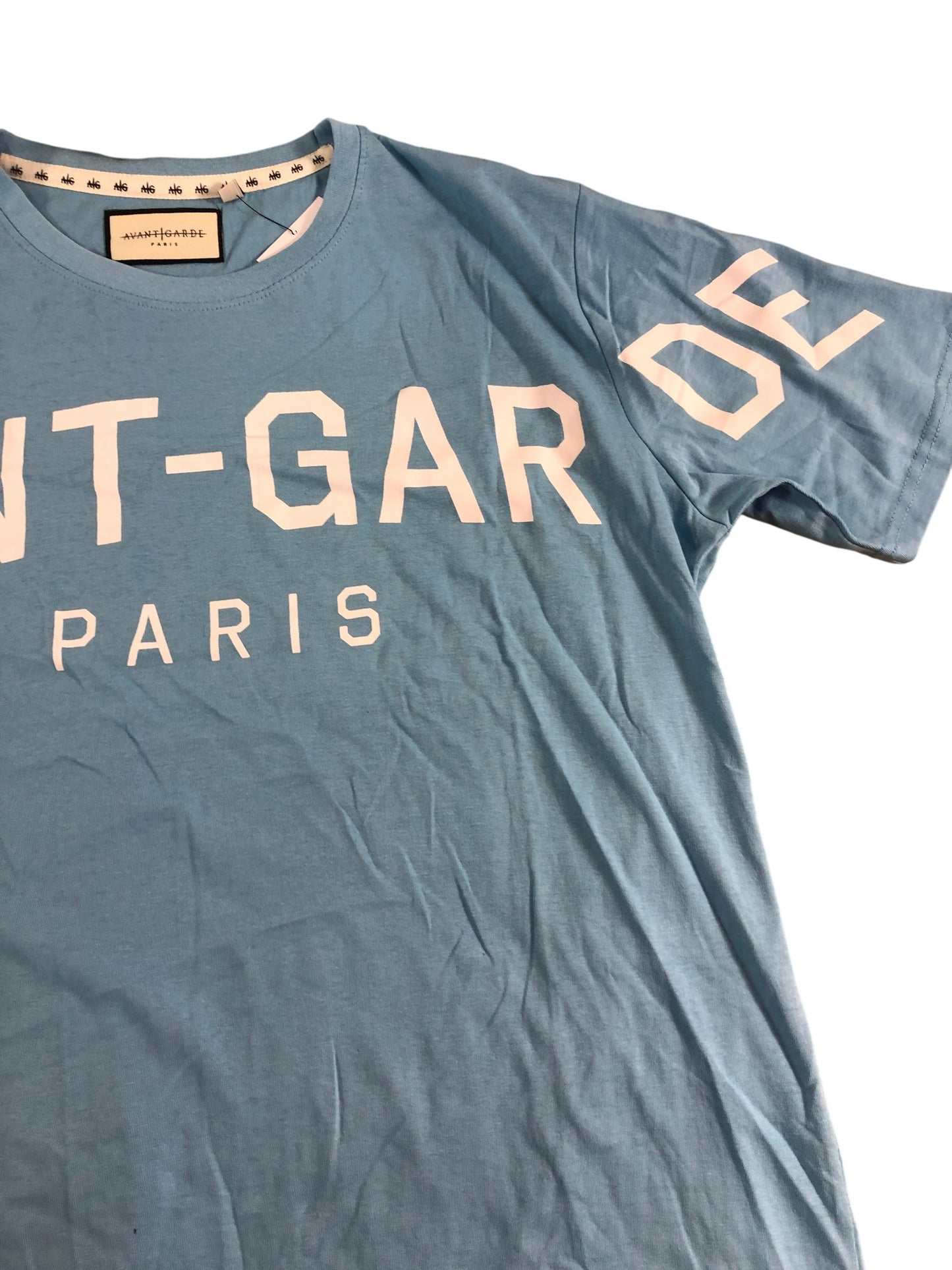 AVANT GARDE PARIS Casual T Shirt UK Large Men's Cotton Blue Graphic Tee