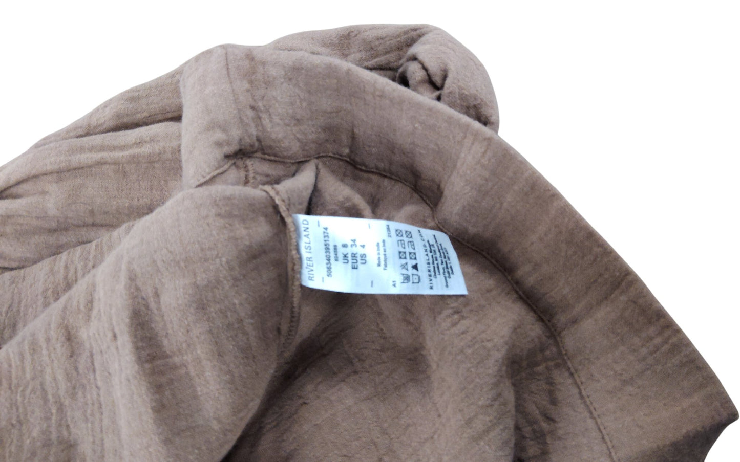 River Island Women’s Brown Puff Sleeve Midi Dress UK8 Comfortable Casual Style