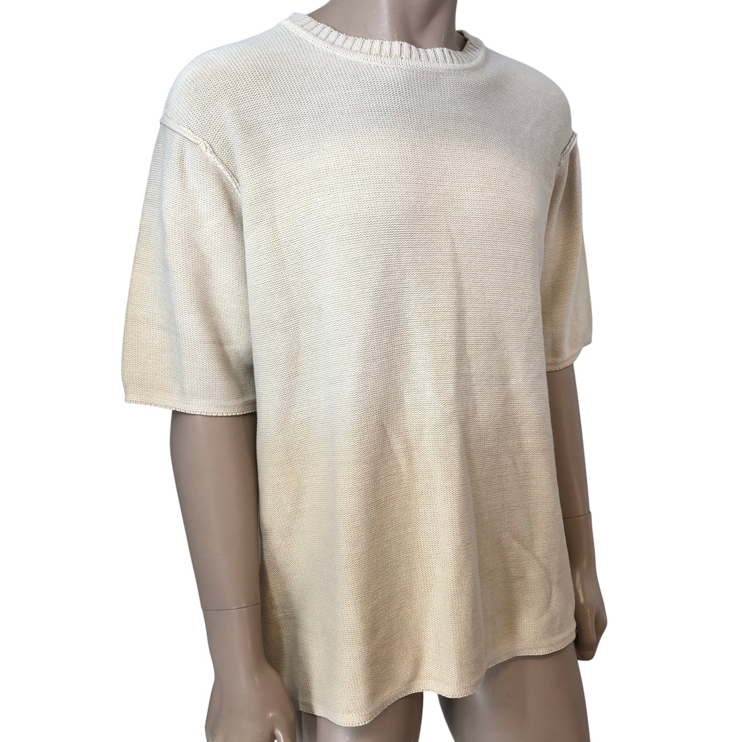 River Island Stone Casual Sweater UK LARGE Men's Short Sleeve Knit Top