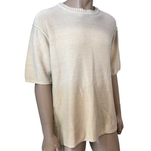 River Island Stone Casual Sweater UK LARGE Men's Short Sleeve Knit Top