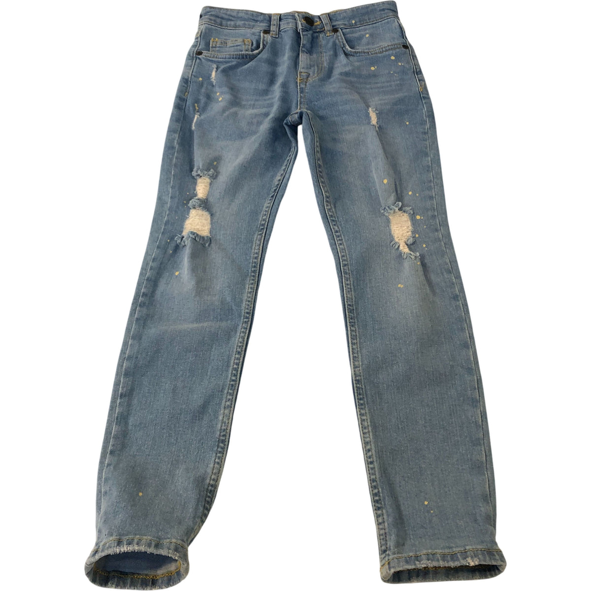 River Island Distressed Skinny Jeans Size 8 Years Light Blue Ripped Denim