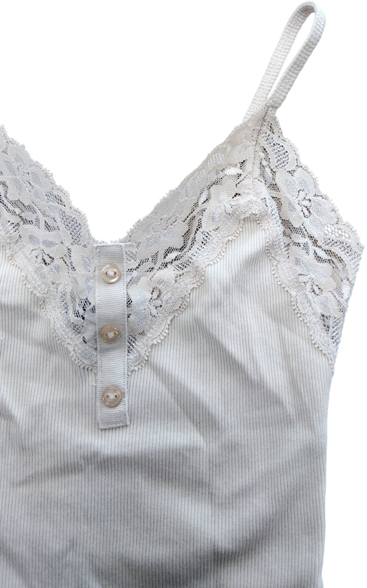River Island Lace Trim Camisole Top Size XS Women's Cream Ribbed Blend