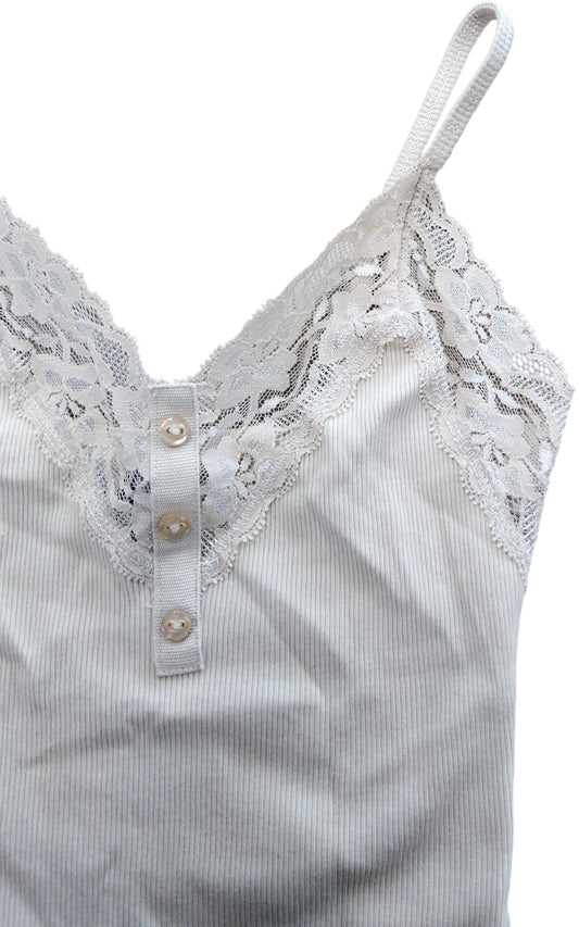 River Island Lace Trim Camisole Top Size XS Women's Cream Ribbed Blend