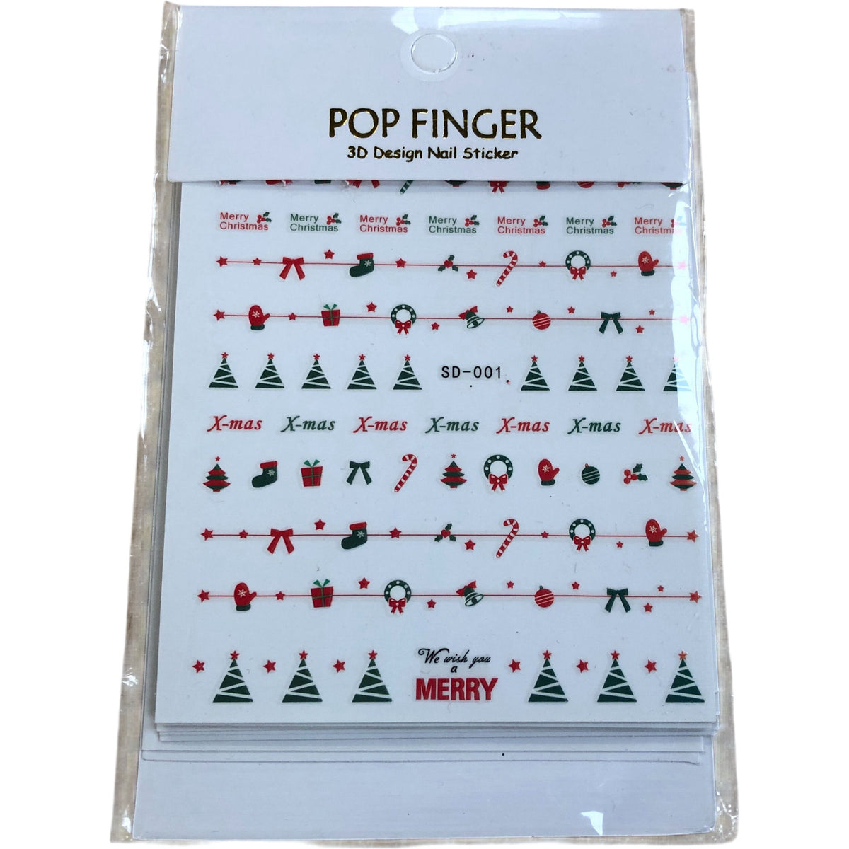 Pop Finger Christmas Themed Nail Art Stickers