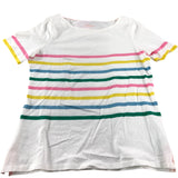 Boden Striped T-Shirt Women's Short Sleeve Cotton White Pink Green Yellow UK10