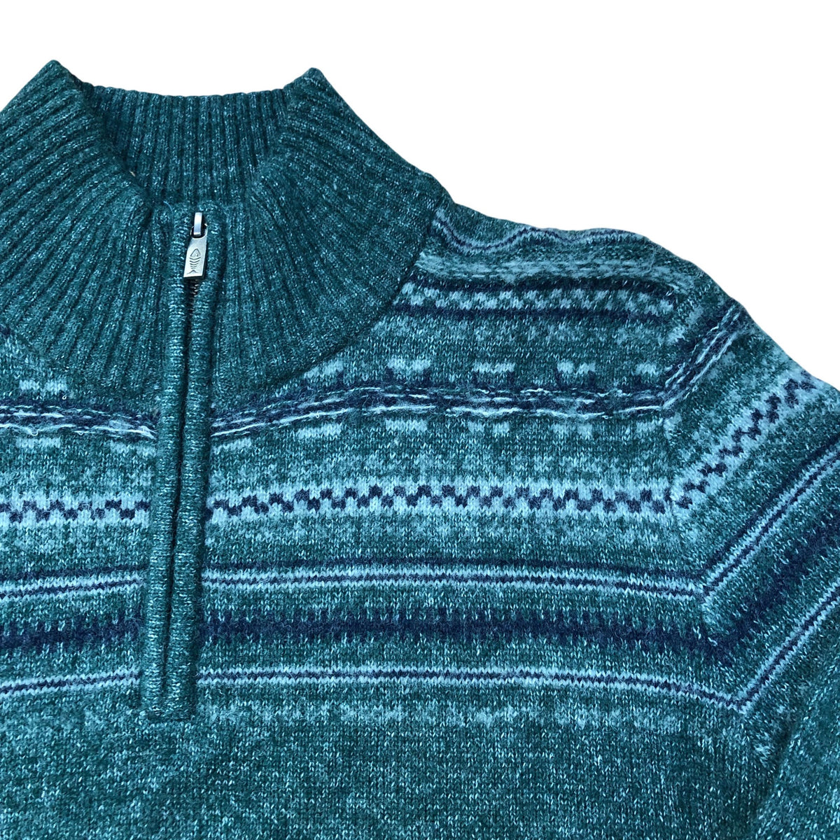 Weird Fish M Quarter Zip Neck Wool Blend Sweater Larner Green Size M