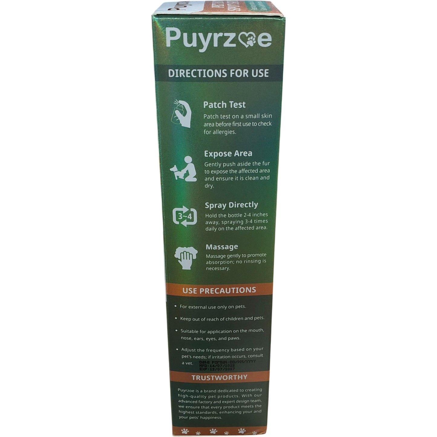 Puyrzoo Pet Skin Care Spray 120ml Fast Acting Itch Relief Anti Inflammation