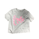 River Island Grey Love Print T-Shirt 11-12Yrs Girls Casual Short Sleeve Top