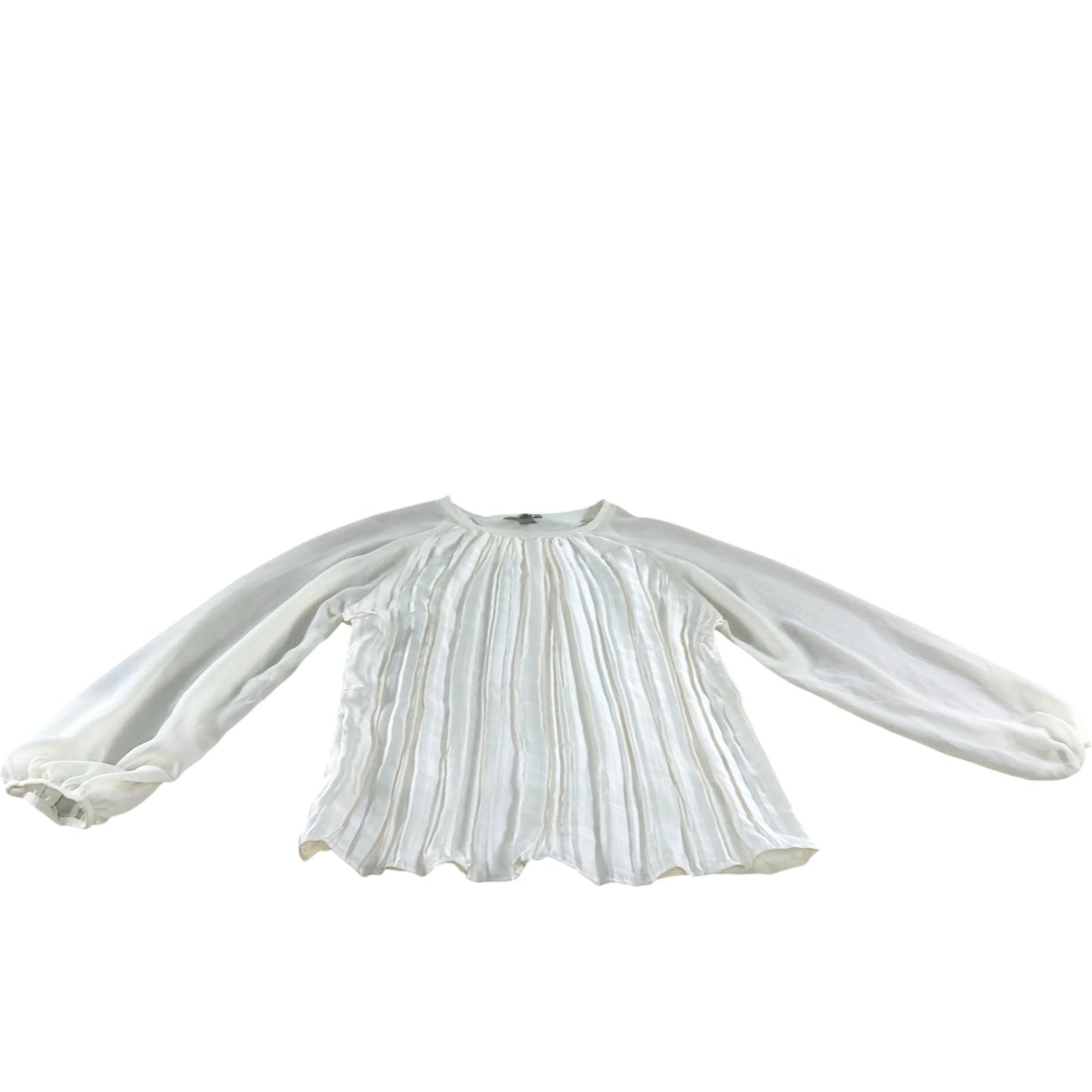 River Island UK6 Women's Pleated Blouse Long Sleeve Cream Polyester Top