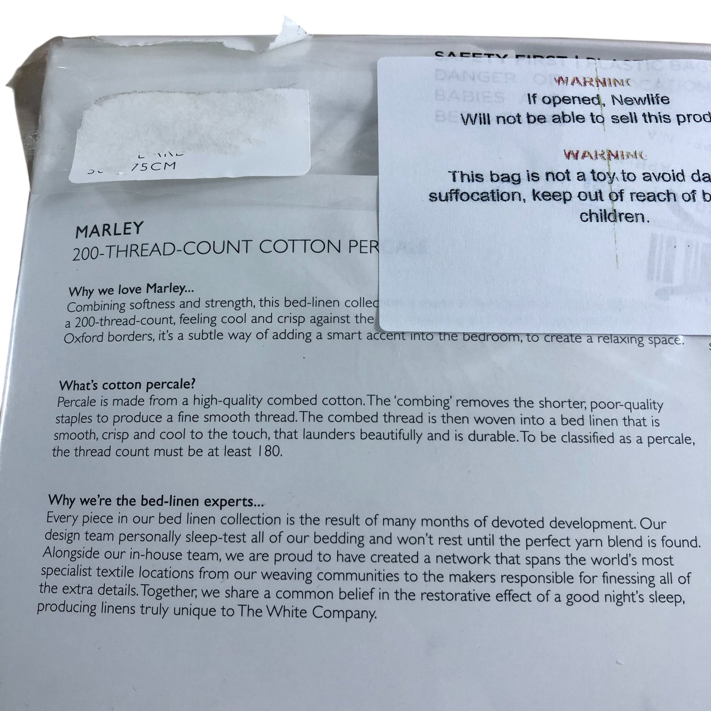 The White Company Marley Oxford Pillowcase Single 50x75cm 200 Thread Count