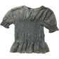River Island Size 8 Women's Grey Lace Smock Top Short Sleeve Ruffled