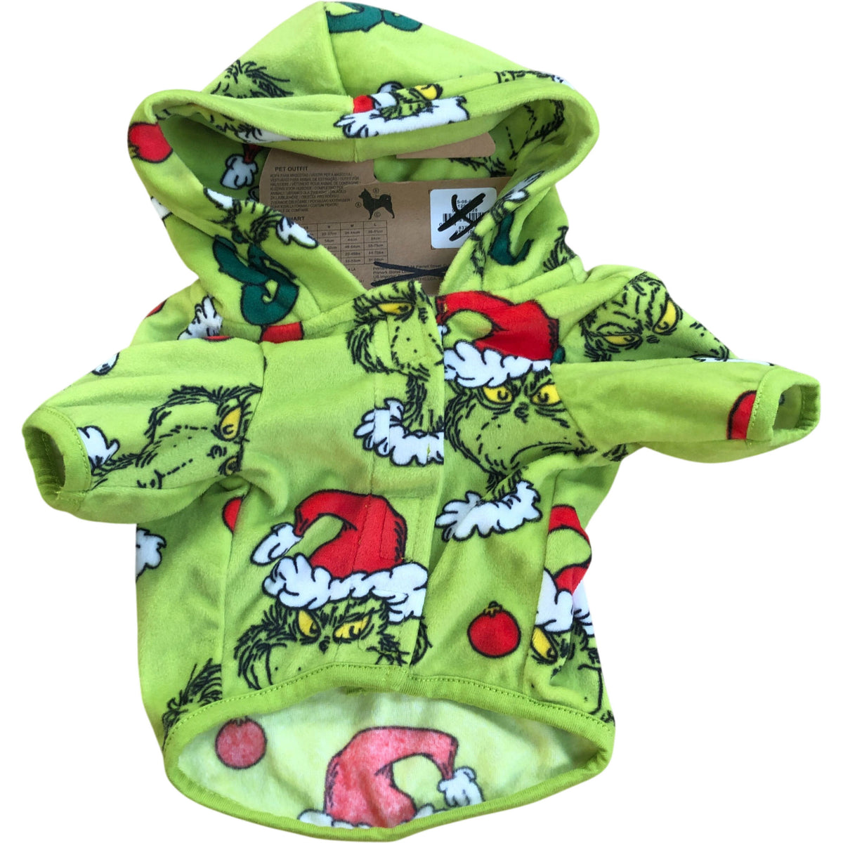 The Grinch Pet Hoodie  Holiday Costume XS