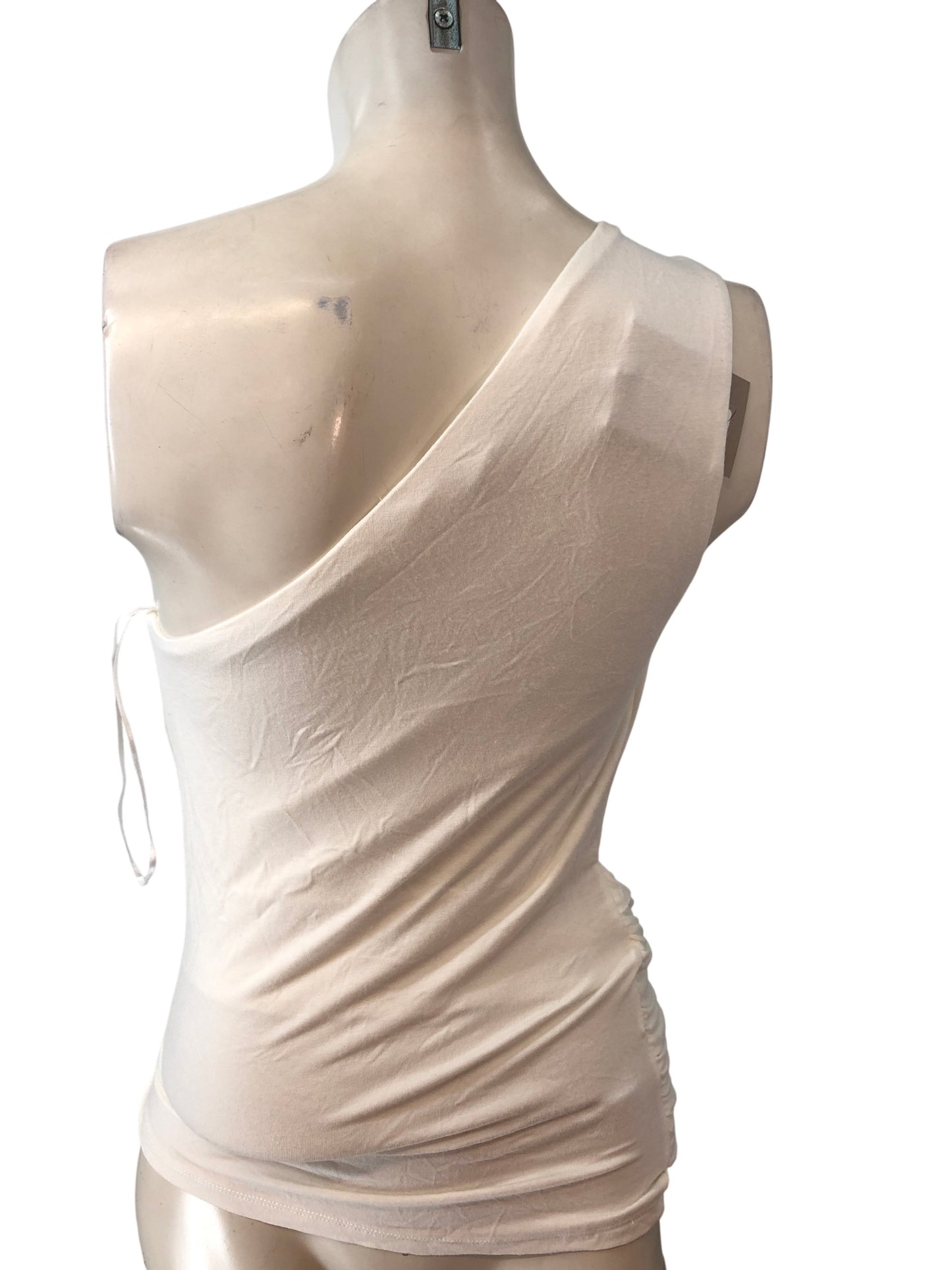 River Island White 60s Riv Sol Dress UK S Women's One Shoulder Wrap