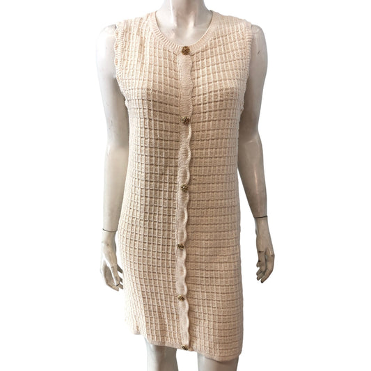 River Island cream Knitted Dress UK16-18 Women's Summer Fit Sleeveless Fashion