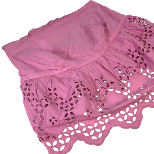 River Island Pink Bandeau Women's Floral Embroidered Cotton Lace Hem UK18