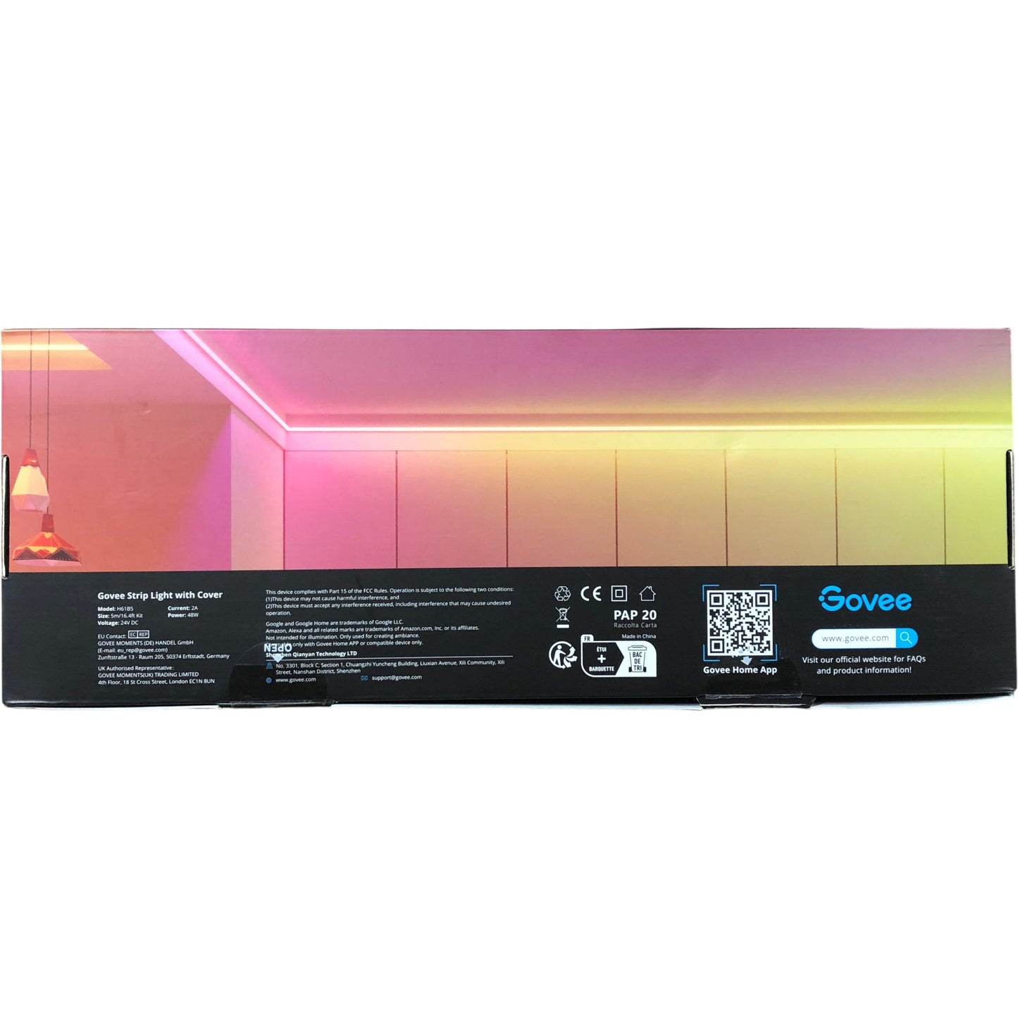 GOVEE RGBIC LED Strip Light With Cover 5M Smart Home Lighting Works With Google