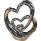 Heart Shaped Silver Decorative Figurine Home Décor Double Heart Ornament 9.5"x8"