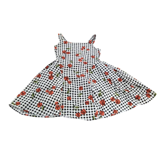 River Island Girls Dress UK6 Black White Checkered Cherry Print Summer