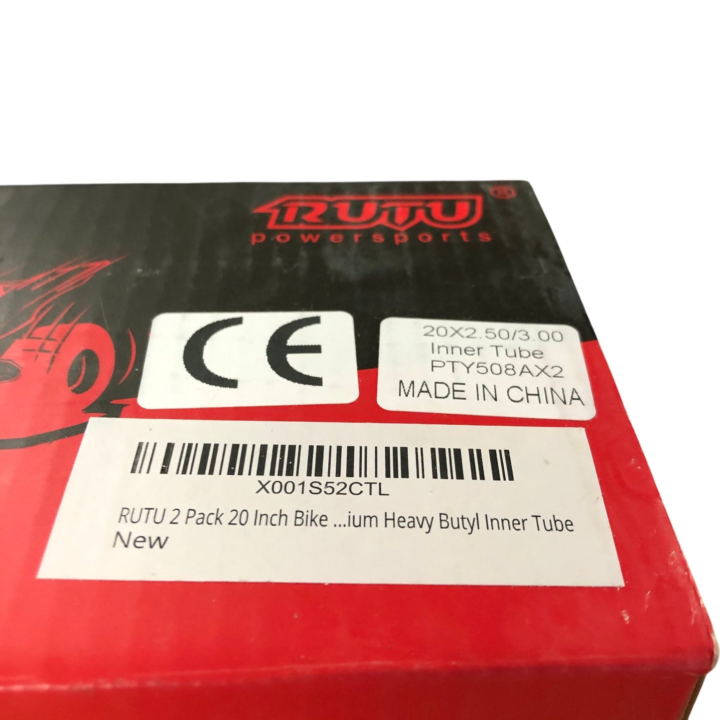 RUTU 2 Pack 20 Inch Bike Heavy Butyl Inner Tube 20X2.50/3.00 Cycling Parts