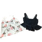 Floral Print White Tank Top And Denim Peplum Top Set Women's Size UK6